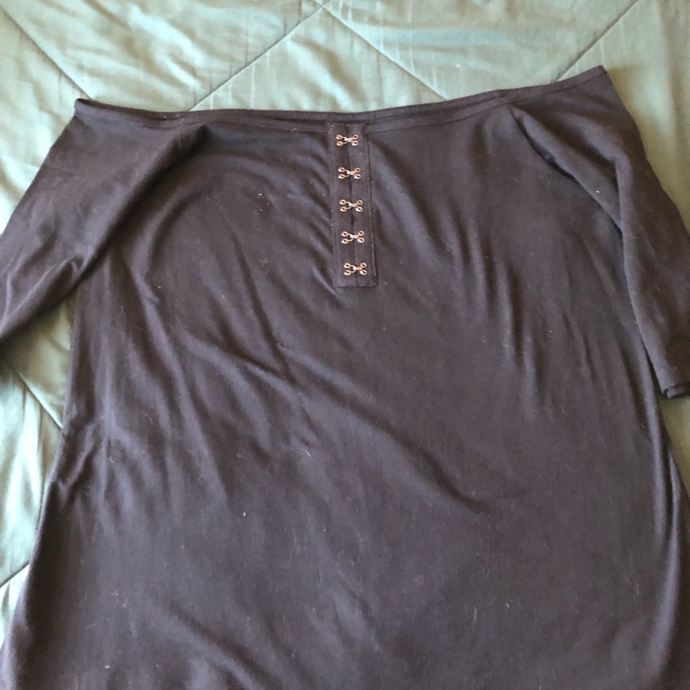 torrid Black Off-Shoulder Top with Hook-Front Detail